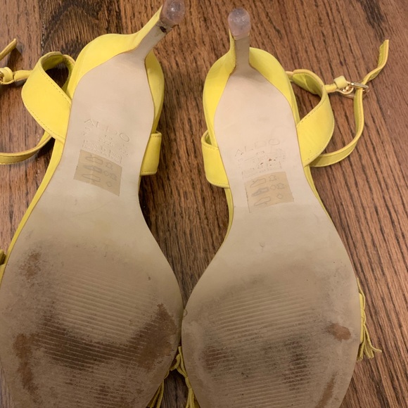 Yellow Fringe Ankle Strap Sandals - Picture 3 of 6